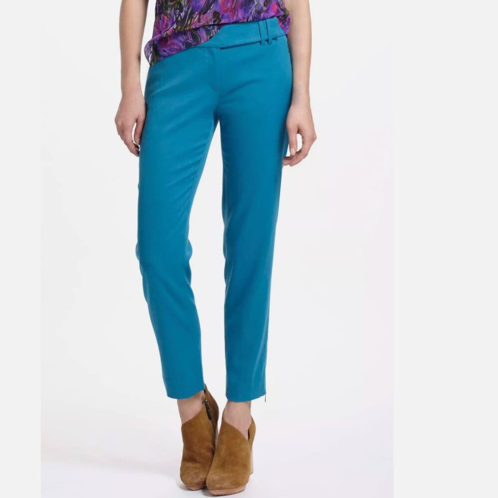 Anthropologie Leifsdottir Teal Wide-Leg Casual Pants | Size 10 | 100% Silk